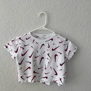 Nike Kids White and Red Graphic Tee for girl size L